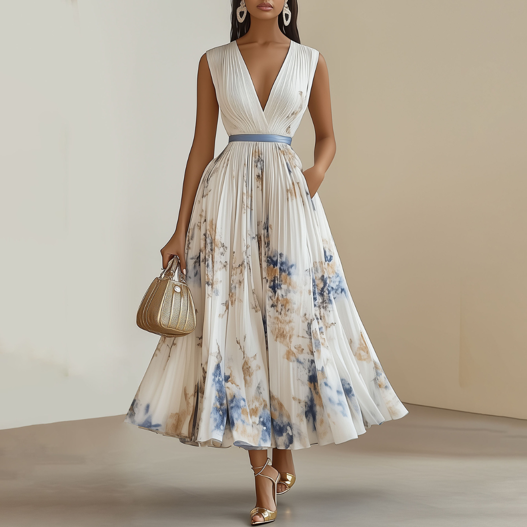 Nancy | Stijlvolle Dames Geplooide Midi Jurk