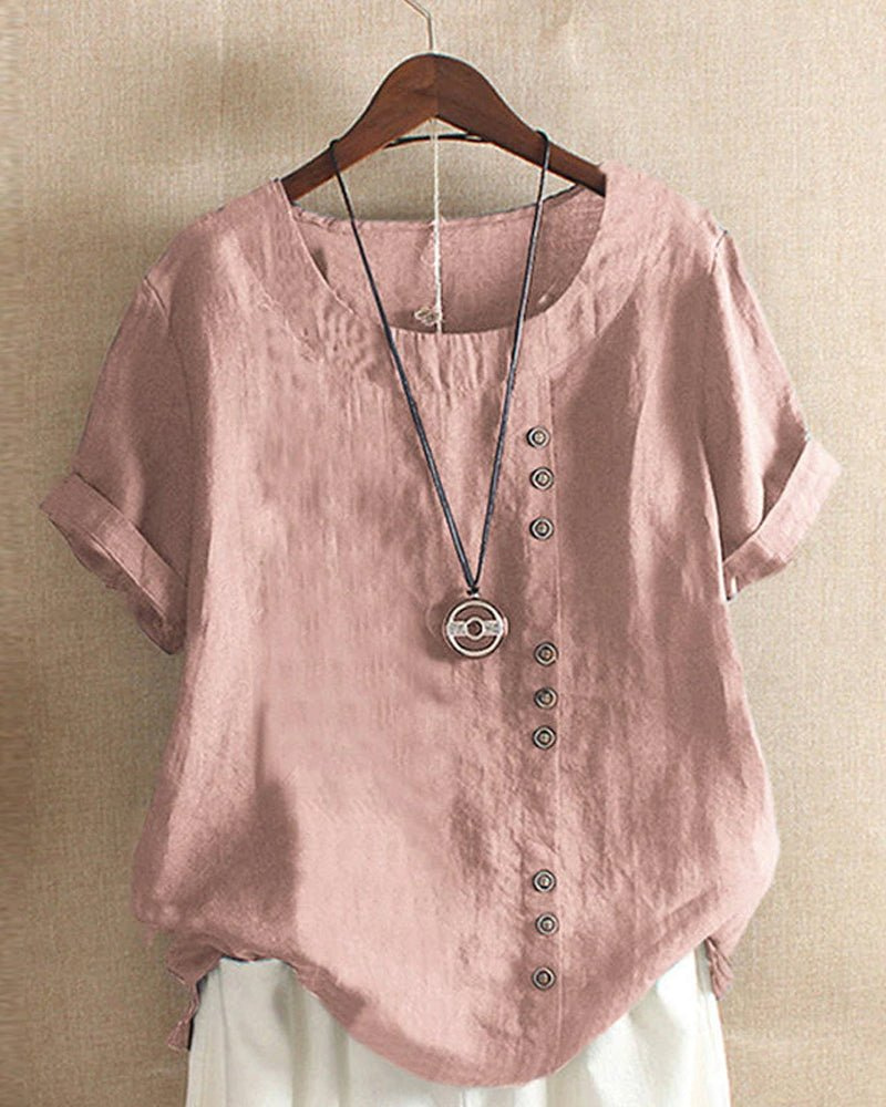 Noor | Dames Ronde Hals Korte Mouw Blouse