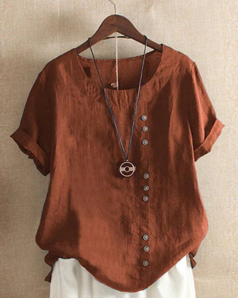 Noor | Dames Ronde Hals Korte Mouw Blouse