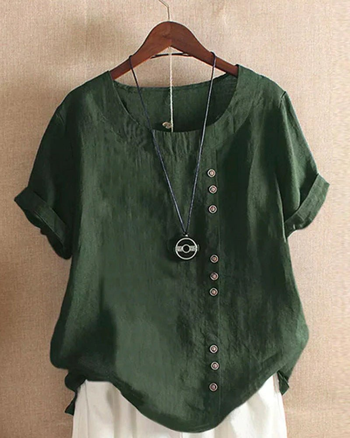 Noor | Dames Ronde Hals Korte Mouw Blouse
