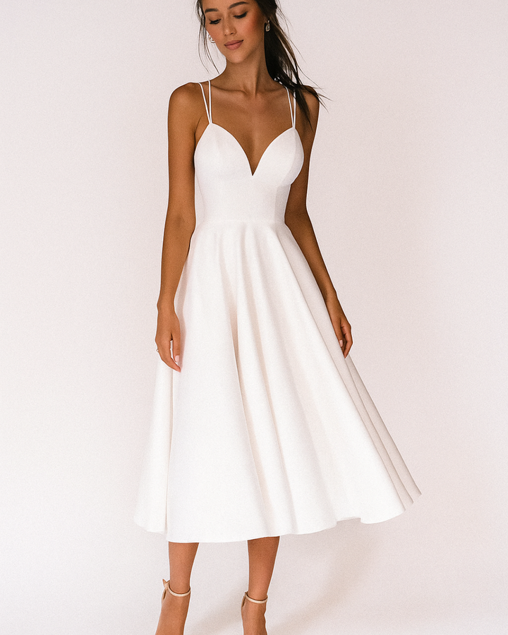 Noor | Dames Midi-jurk met Bandjes Bruiloft Gast