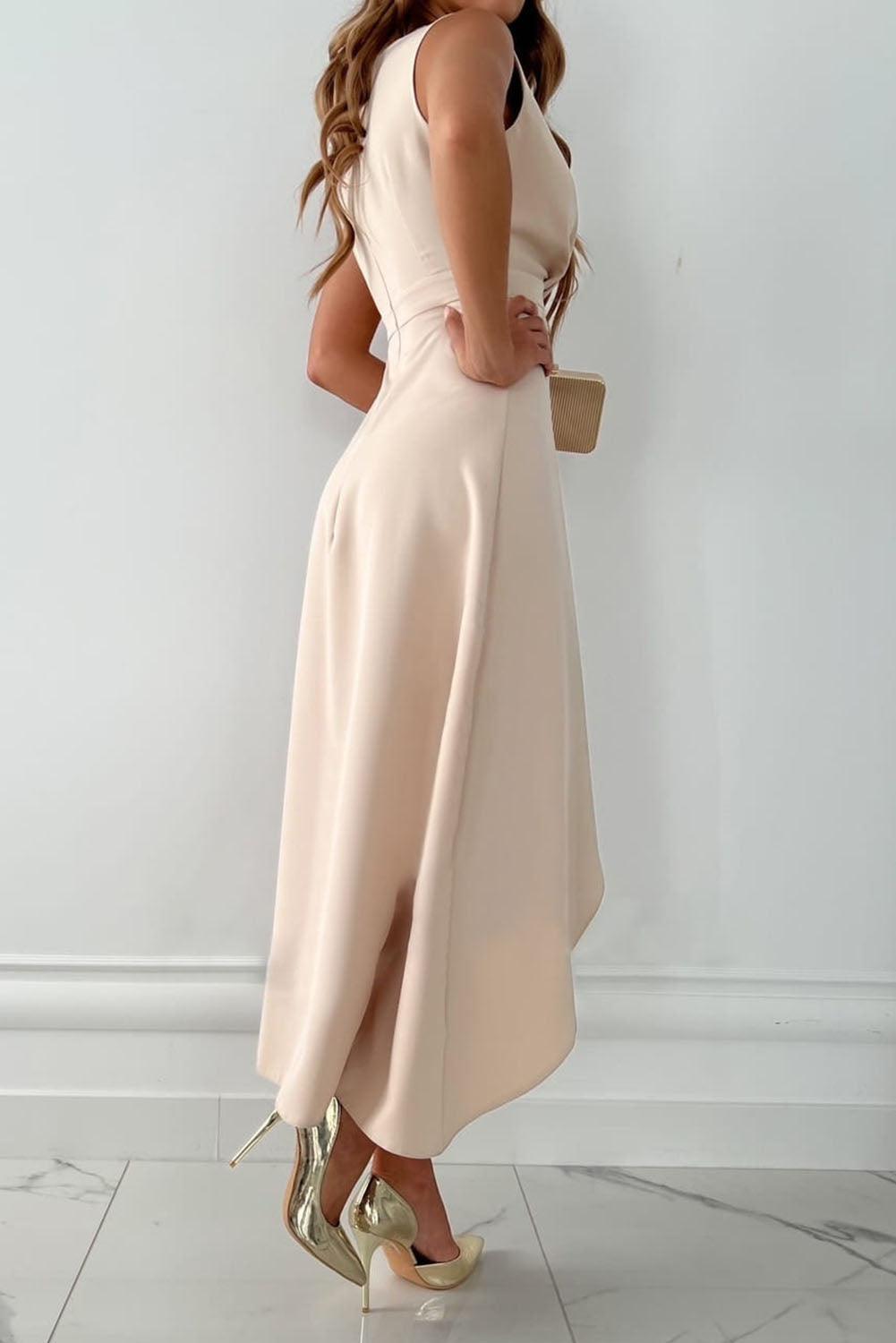 Olivia | Elegante Dames Maxi Jurk Mouwloos Asymmetrisch