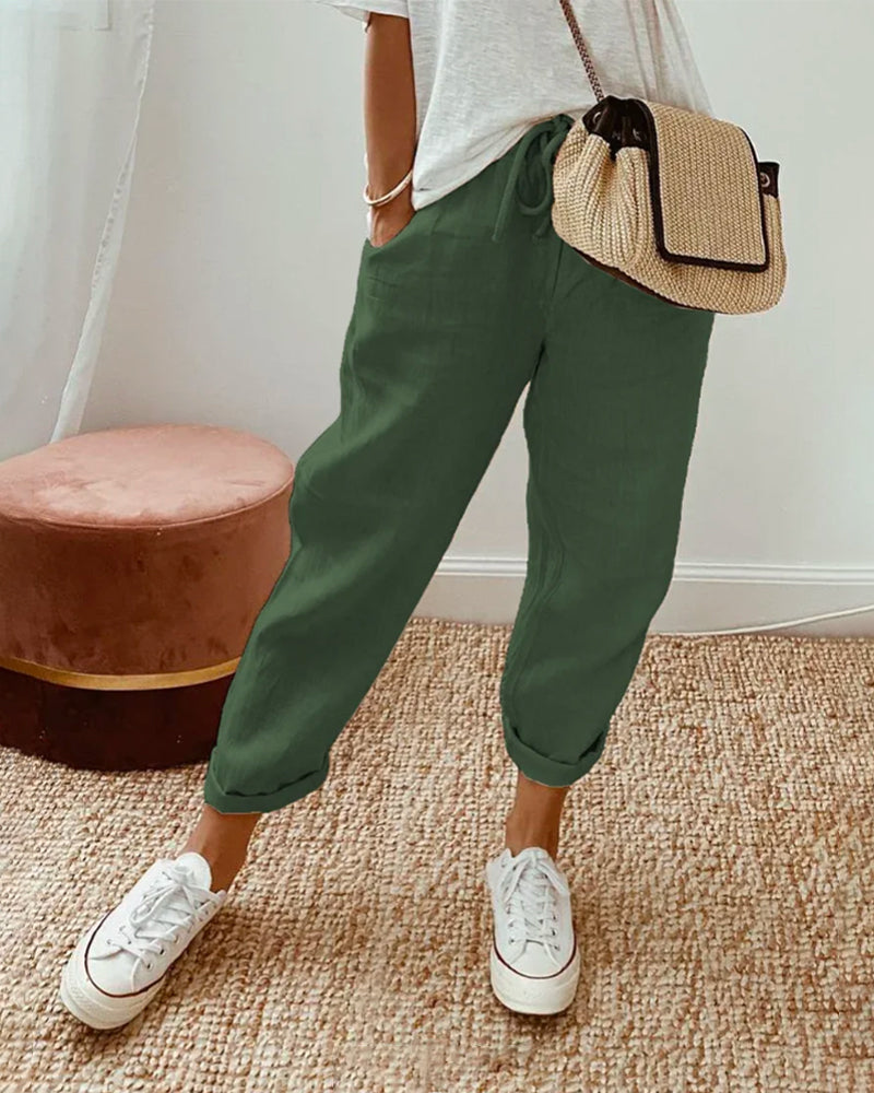 Roos | Dames Casual Trekkoord Taille Losse Zomer Broek