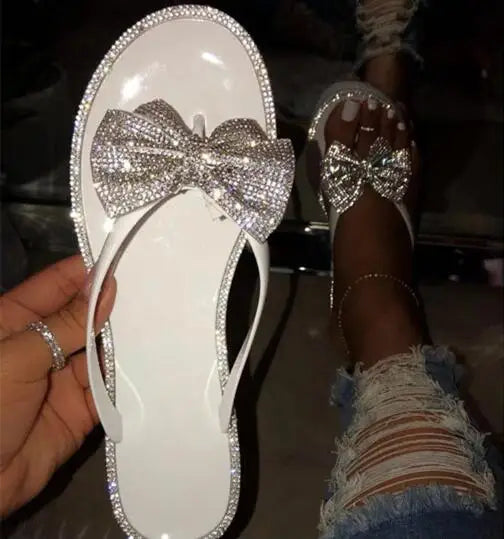 Roos | Dames Slippers Strik Teenslippers Plat Glitter Sandalen Zomer