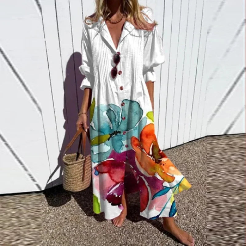 Kaelani | Elegante Dames Boho Maxi Jurk met V-hals