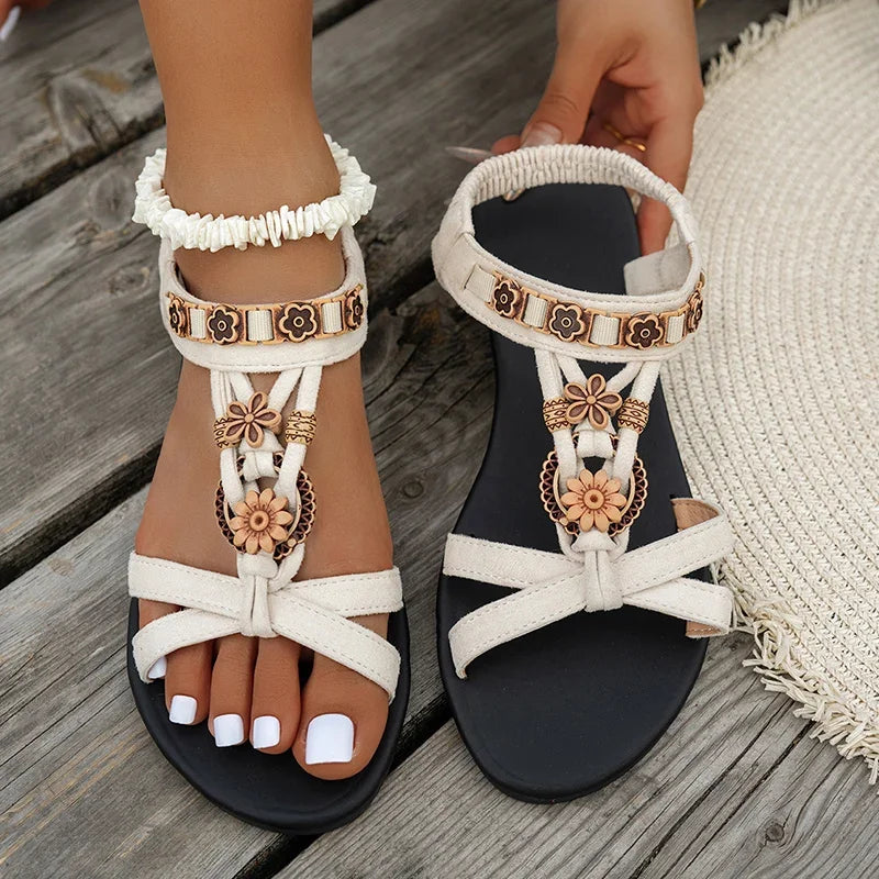 Sanne | Dames Boho Zomer Sandalen Platte Hak