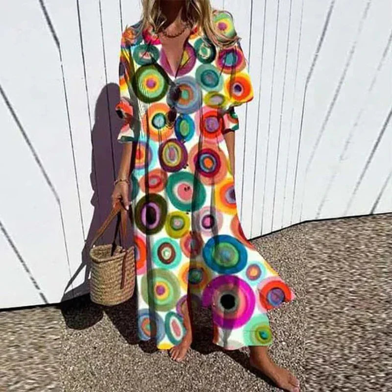 Kaelani | Elegante Dames Boho Maxi Jurk met V-hals