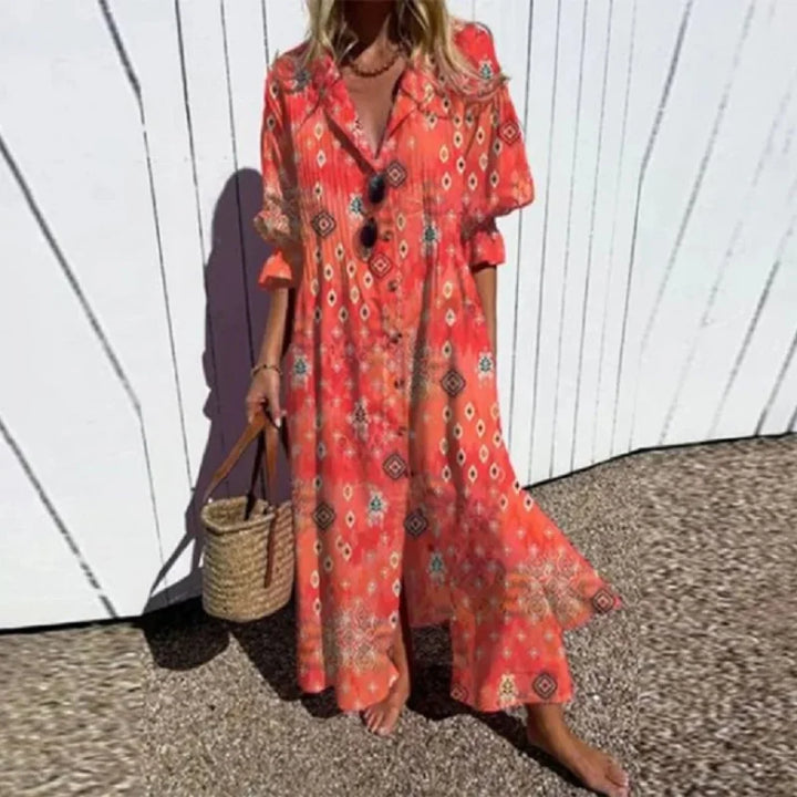 Kaelani | Elegante Dames Boho Maxi Jurk met V-hals