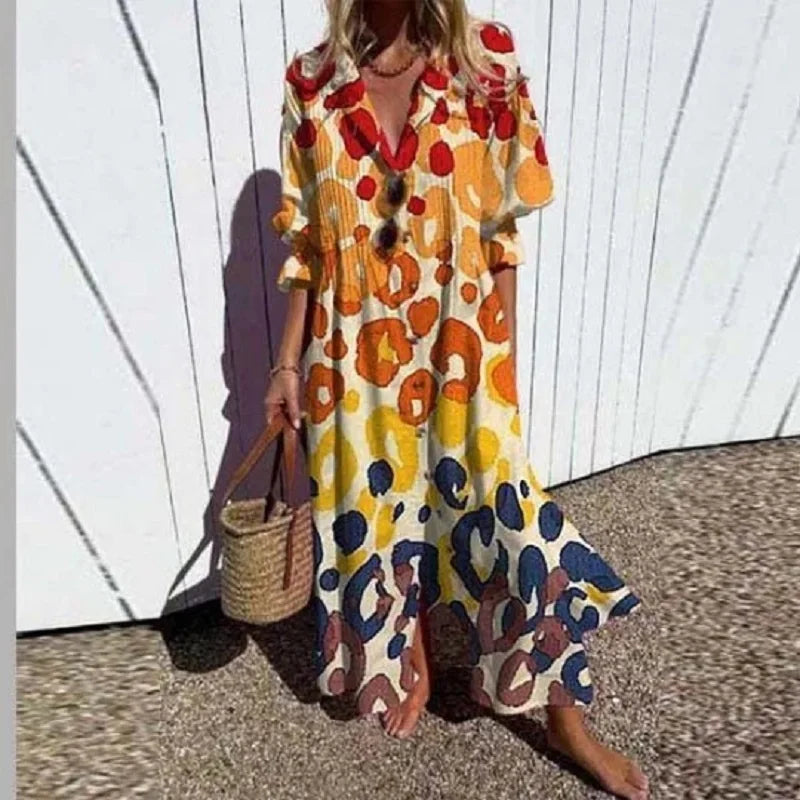 Kaelani | Elegante Dames Boho Maxi Jurk met V-hals