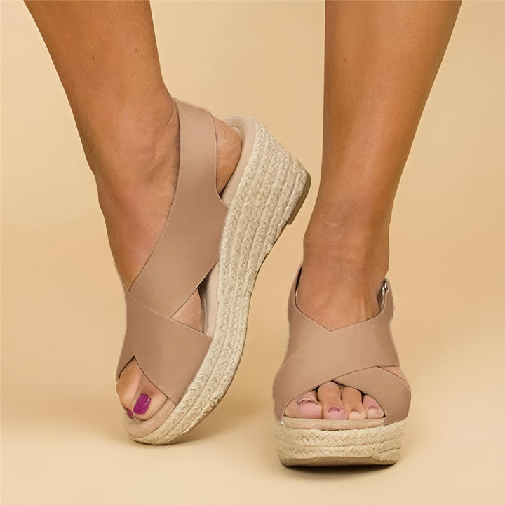 Sofia | Dames Boho Espadrille Gekruiste Bandjes Sleehak Sandalen