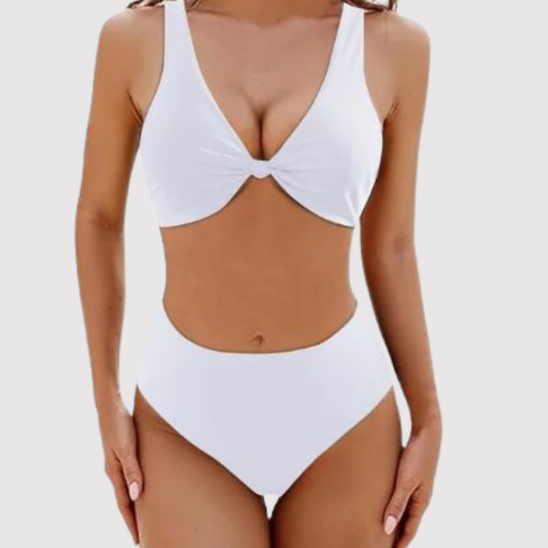 Sofie | Dames Hoge-Taille Geribbeld Twist-Front Bikiniset