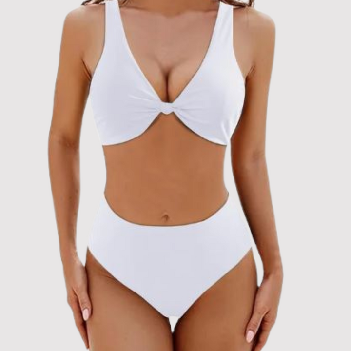 Sofie | Dames Hoge-Taille Geribbeld Twist-Front Bikiniset