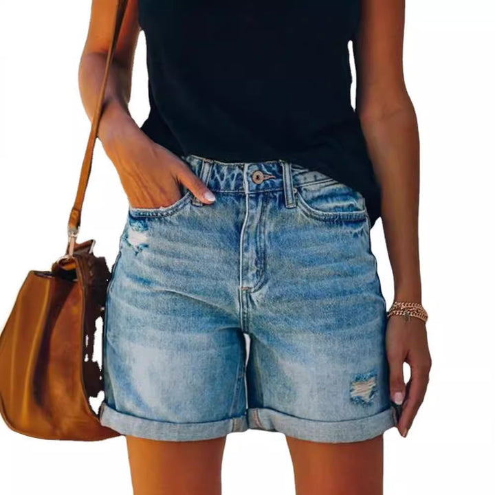 Sterre | Dames Hoge Taille Denim Korte Broek