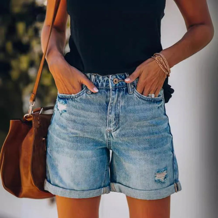 Sterre | Dames Hoge Taille Denim Korte Broek