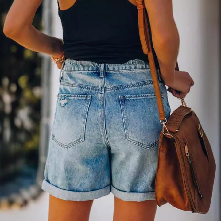 Sterre | Dames Hoge Taille Denim Korte Broek