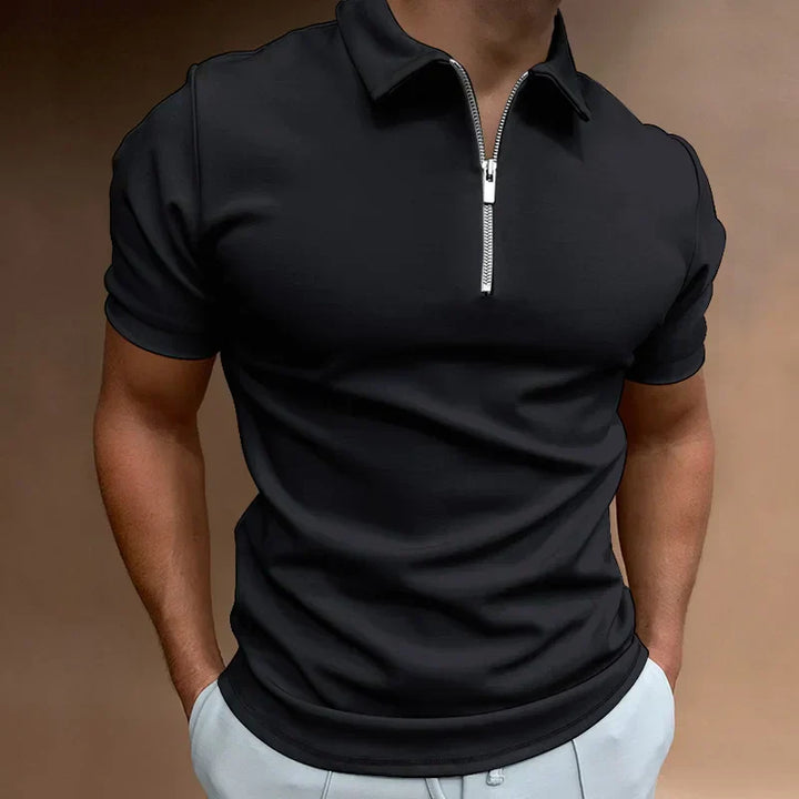 Thijs | Heren Poloshirt met Ritssluiting Slim-Fit Casual-Chique