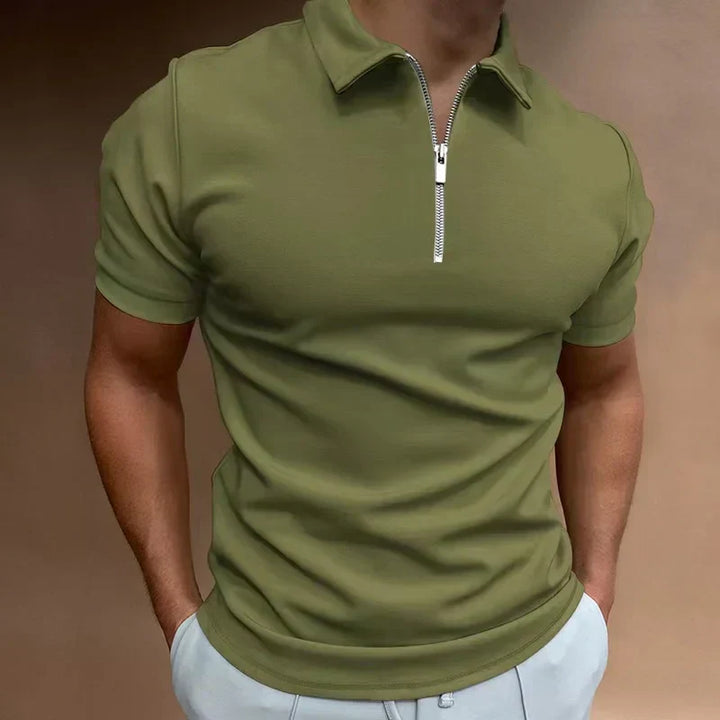 Thijs | Heren Poloshirt met Ritssluiting Slim-Fit Casual-Chique