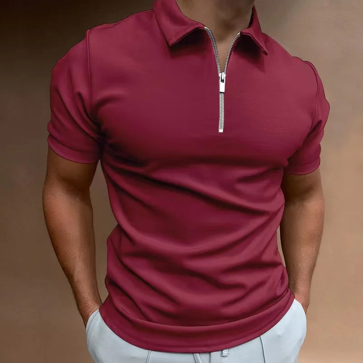 Thijs | Heren Poloshirt met Ritssluiting Slim-Fit Casual-Chique