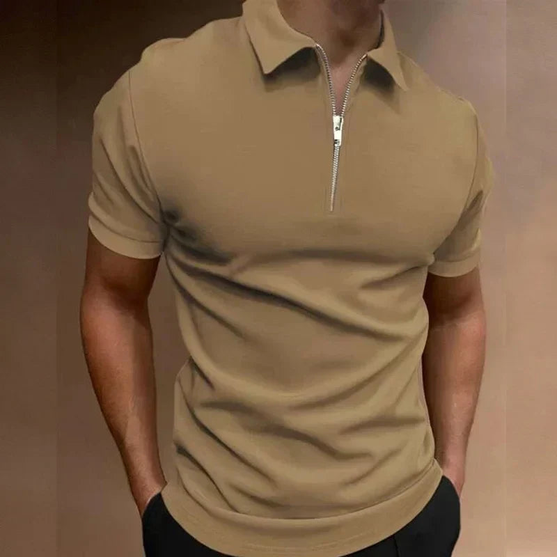 Thijs | Heren Poloshirt met Ritssluiting Slim-Fit Casual-Chique