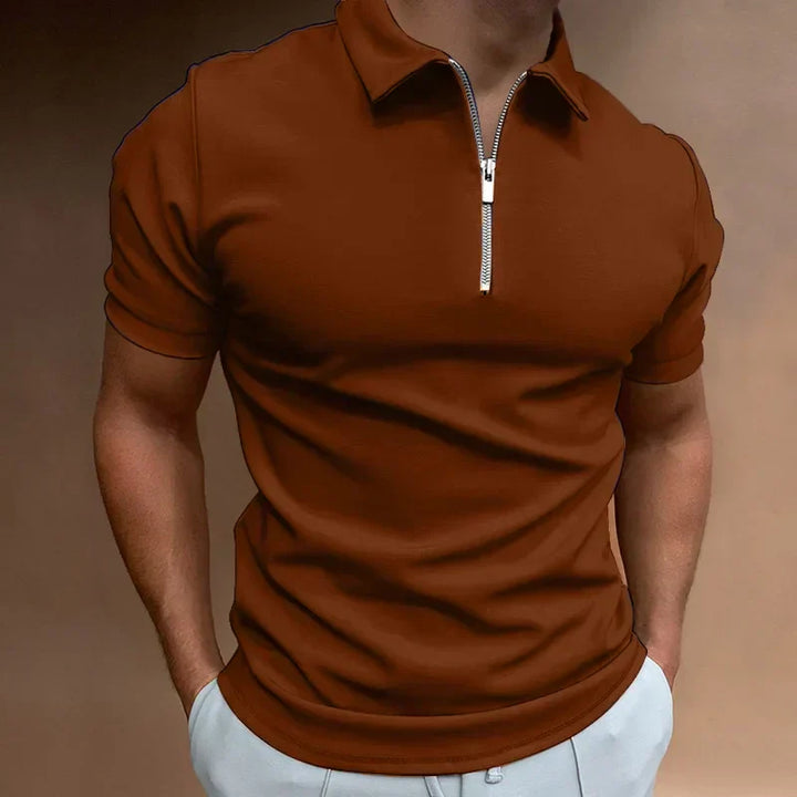 Thijs | Heren Poloshirt met Ritssluiting Slim-Fit Casual-Chique