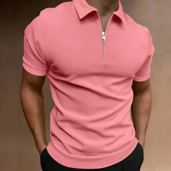 Thijs | Heren Poloshirt met Ritssluiting Slim-Fit Casual-Chique