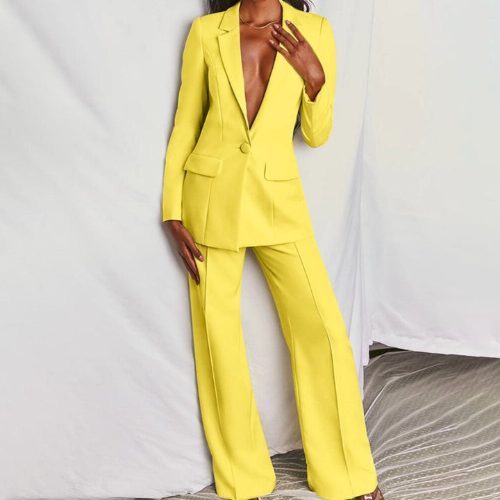 Valerie | Dames Co-Ords Blazer Hoge-Taille Wijde-Pijpen Pantalon Pak-Set