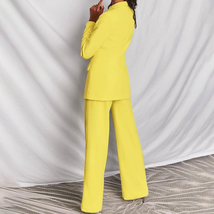 Valerie | Dames Co-Ords Blazer Hoge-Taille Wijde-Pijpen Pantalon Pak-Set