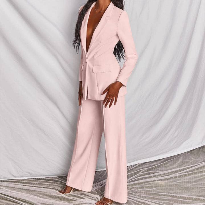 Valerie | Dames Co-Ords Blazer Hoge-Taille Wijde-Pijpen Pantalon Pak-Set