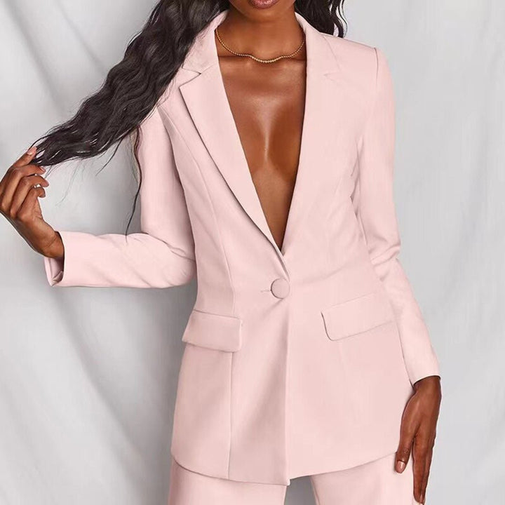 Valerie | Dames Co-Ords Blazer Hoge-Taille Wijde-Pijpen Pantalon Pak-Set