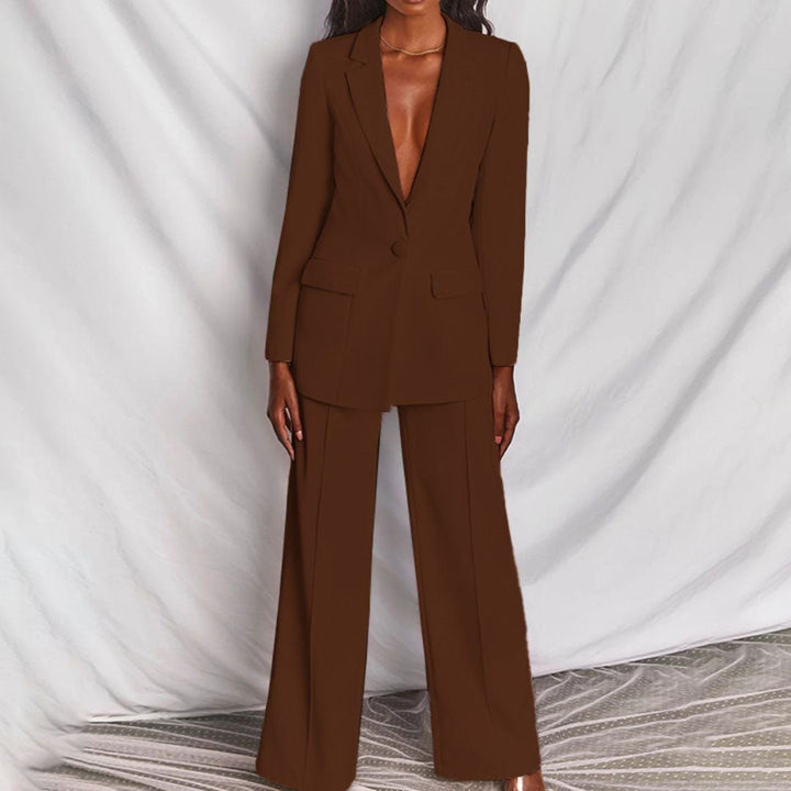 Valerie | Dames Co-Ords Blazer Hoge-Taille Wijde-Pijpen Pantalon Pak-Set