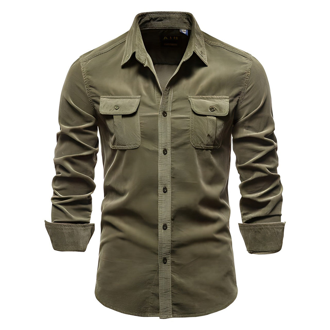 Victor | Heren Casual Overhemd Lange Mouw Borstzakken Smart-Casual