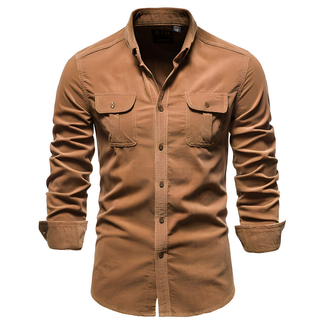 Victor | Heren Casual Overhemd Lange Mouw Borstzakken Smart-Casual