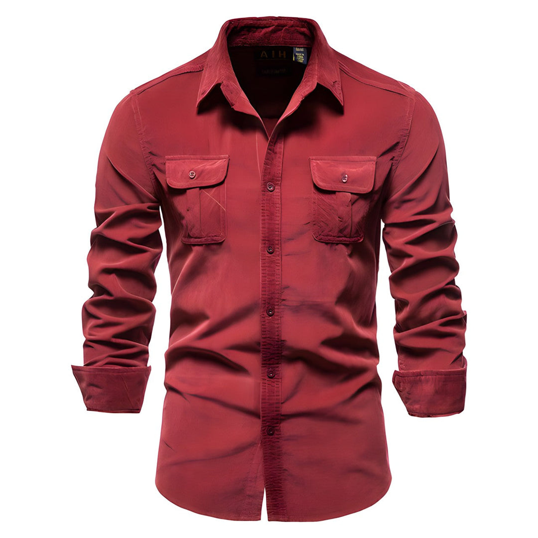 Victor | Heren Casual Overhemd Lange Mouw Borstzakken Smart-Casual