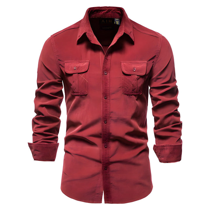 Victor | Heren Casual Overhemd Lange Mouw Borstzakken Smart-Casual
