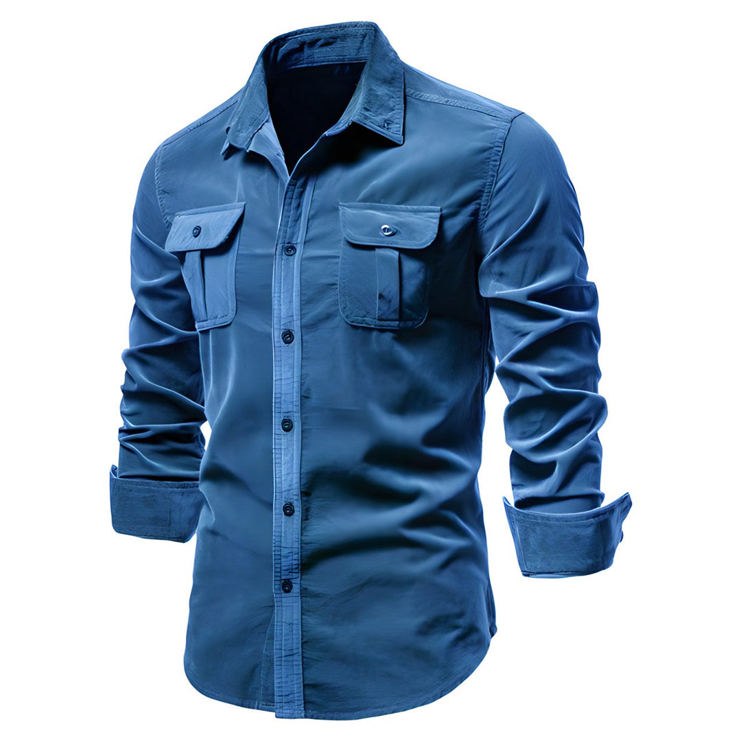 Victor | Heren Casual Overhemd Lange Mouw Borstzakken Smart-Casual
