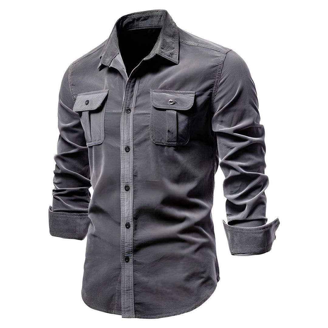 Victor | Heren Casual Overhemd Lange Mouw Borstzakken Smart-Casual