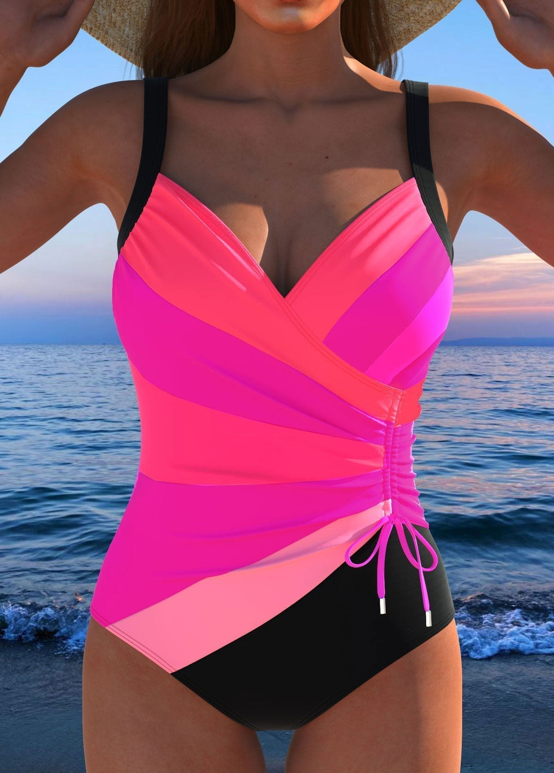 Violet | Badpak Elastisch Geplooid Aantrekkoord Zomer Strandkleding