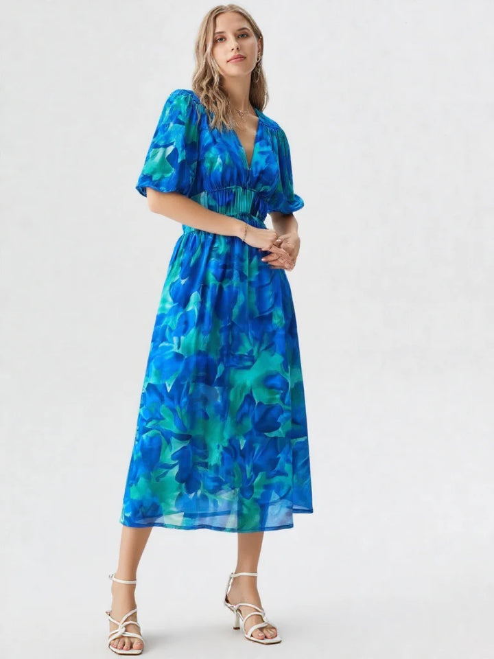 Fleur | Elegante Dames Midi Jurk Bloemenprint A-lijn