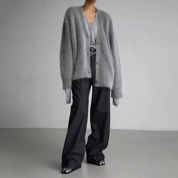 Amara grijs vest volledige look met wijde broek