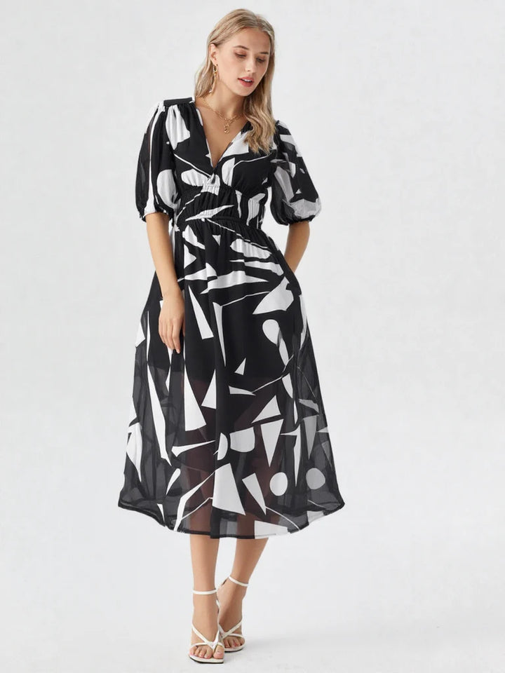 Fleur | Elegante Dames Midi Jurk Bloemenprint A-lijn