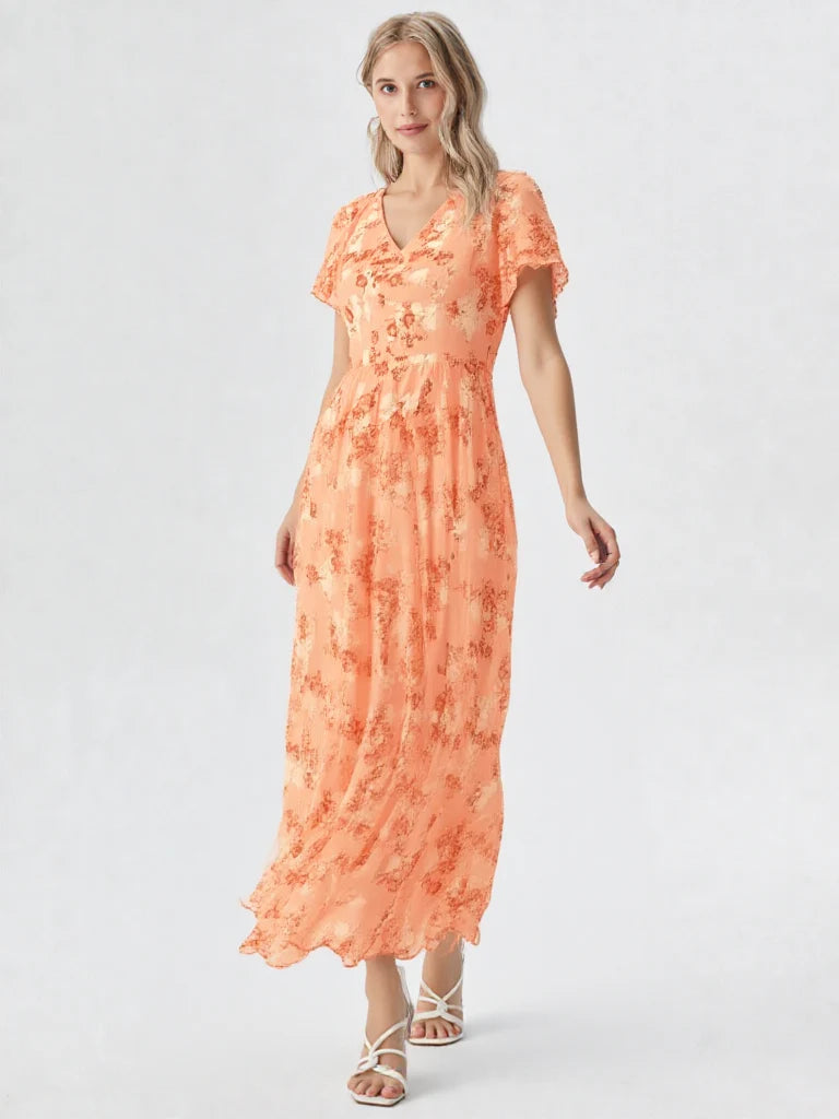 Lotte | Relaxte Dames Chiffon Maxi Jurk Bloemenprint