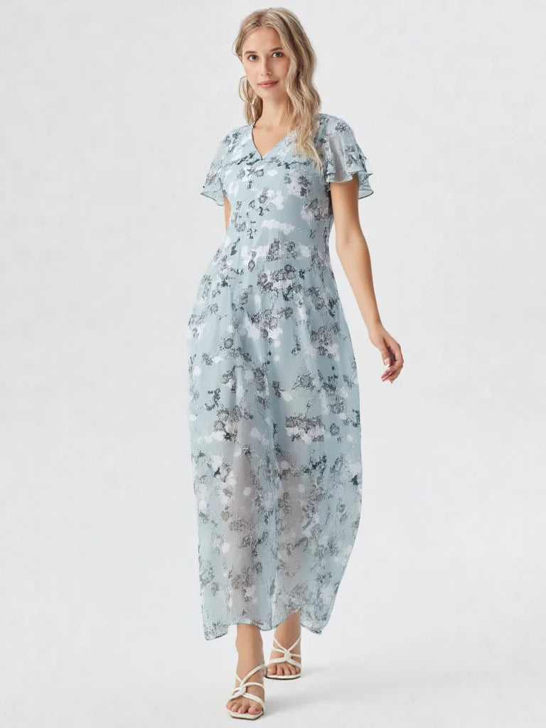 Lotte | Relaxte Dames Chiffon Maxi Jurk Bloemenprint