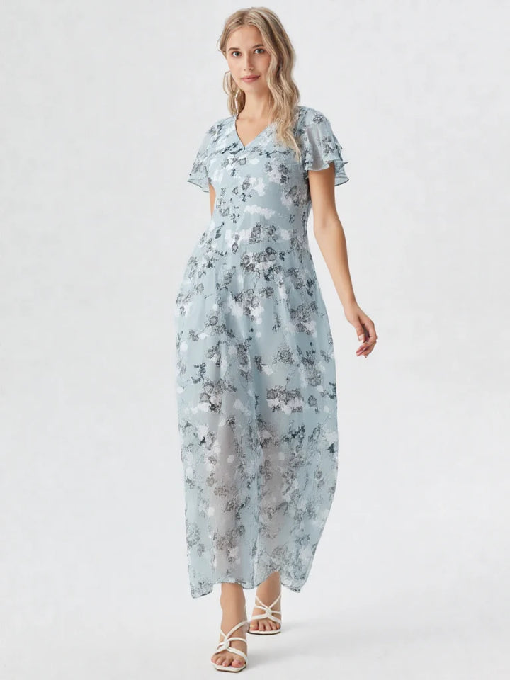 Lotte | Relaxte Dames Chiffon Maxi Jurk Bloemenprint