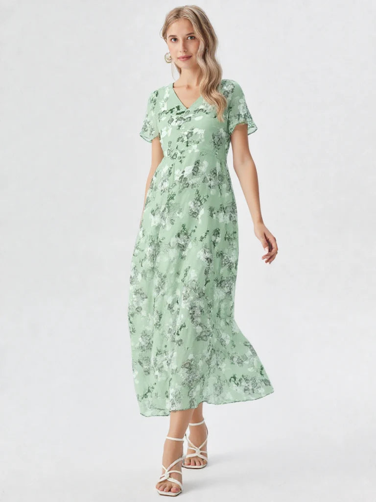 Lotte | Relaxte Dames Chiffon Maxi Jurk Bloemenprint