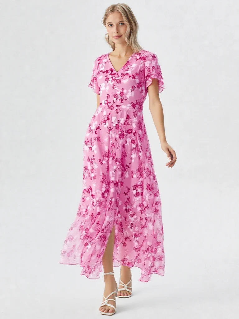 Lotte | Relaxte Dames Chiffon Maxi Jurk Bloemenprint