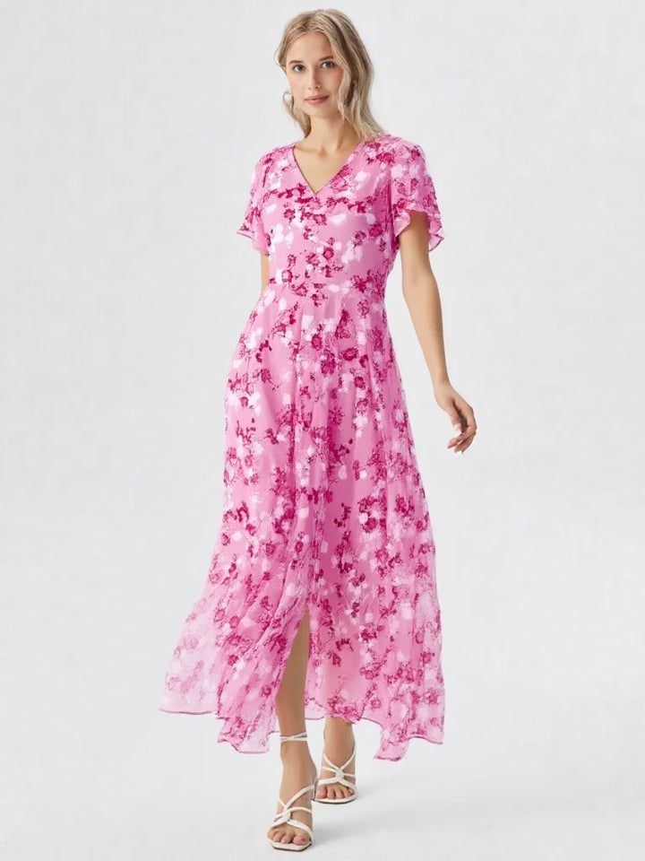 Lotte | Relaxte Dames Chiffon Maxi Jurk Bloemenprint