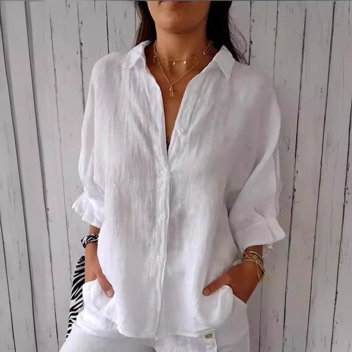 Marit witte blouse met knoopsluiting, vooraanzicht