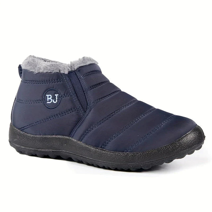 Tessa gevoerde snowboots in marineblauw, driekwart voorzicht