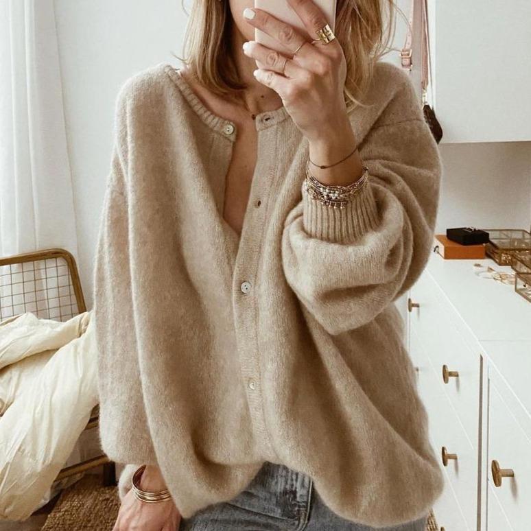 Willemijn oversized vest met geribde kraag en knoopsluiting, vooraanzicht